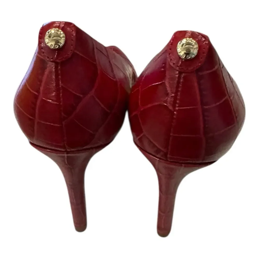 Michael Michael Kors Red Croc Embossed Leather Women's Heels 8 - Picture 5 of 6